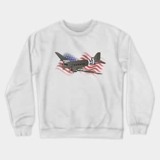 Patriotic Douglas C-47 Skytrain WW2 Transport Airplane Crewneck Sweatshirt